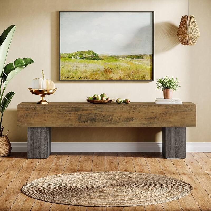 63" Wooden TV Stand, Farmhouse Entertainment Center