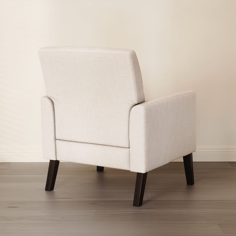 Modern Upholstered Accent Chair with Tufted Backrest and Solid Wood Legs Living Room Armchair