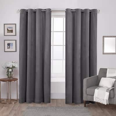 ATI Home Velvet Heavyweight Grommet Top Curtain Panel Pair