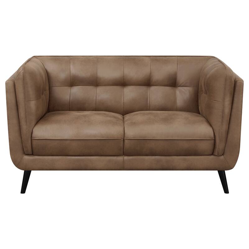 Thatcher Upholstered Tuxedo Arm Sofa Set Brown