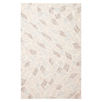 ECARPETGALLERY Hand Tufted Timeless Cream Wool Rug - 5'1 x 8'0