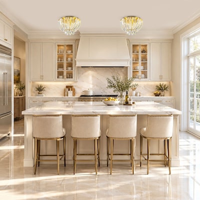3-Light Gold Crystal Flush Mount Ceiling Light Modern Round Chandelier ...