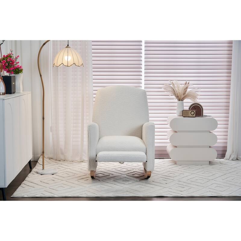 Comfortable Rocking Chair with Adjustable Footrest and Spacious Seat, Perfect for Relaxation and Leisure.