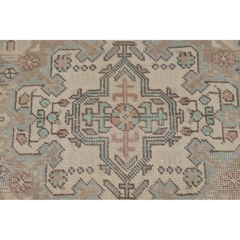 Geometric Beige Tabriz Persian Area Rug Handmade Wool Carpet - 8'0"x 11'0"