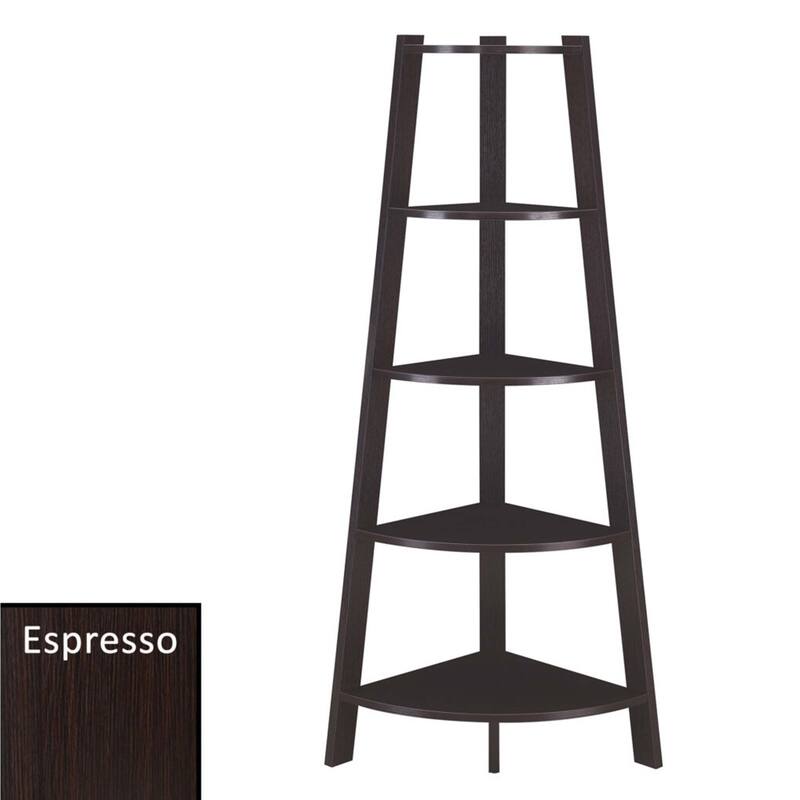 Convenience Concepts Newport 5 Tier Wide Corner Bookcase