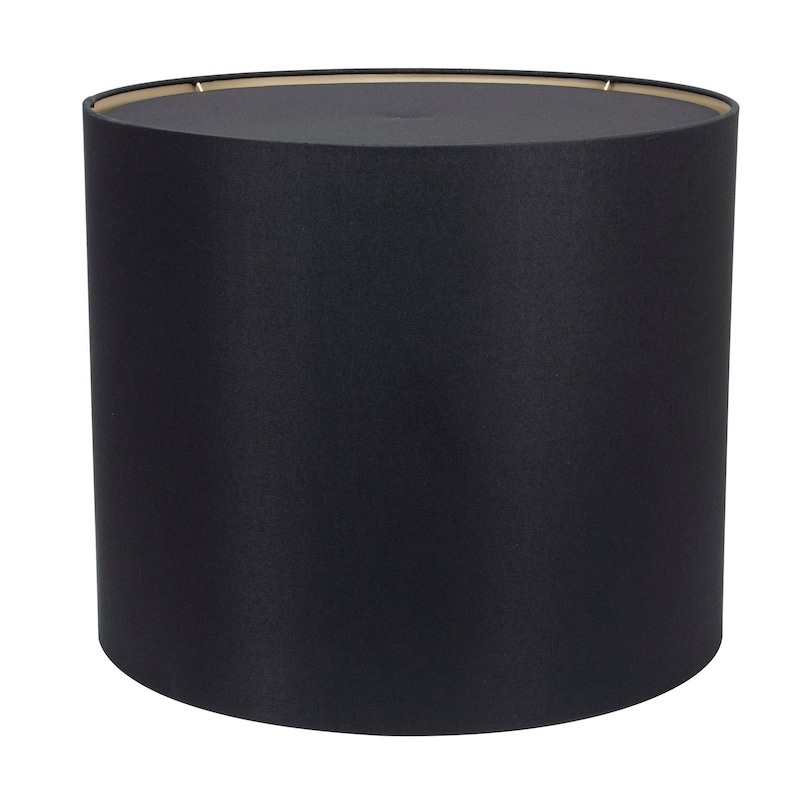 Linen Round Lamp Shade with Light Diffuser - Black/Gold Lining