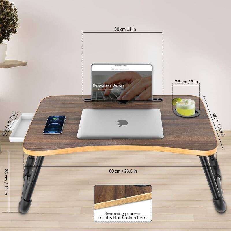 Foldable Laptop Bed Table Multi - 23.6"D x 15.8"W x 10.8"H