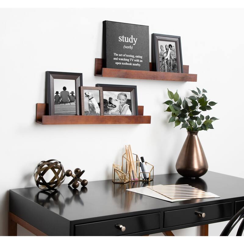 Levie 24 inch 2-Pack Wood Wall Picture Frame Holder Ledge