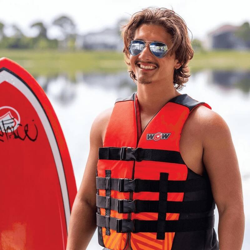 WOW Watersports Vis-Wave Adult Life Vest - Red