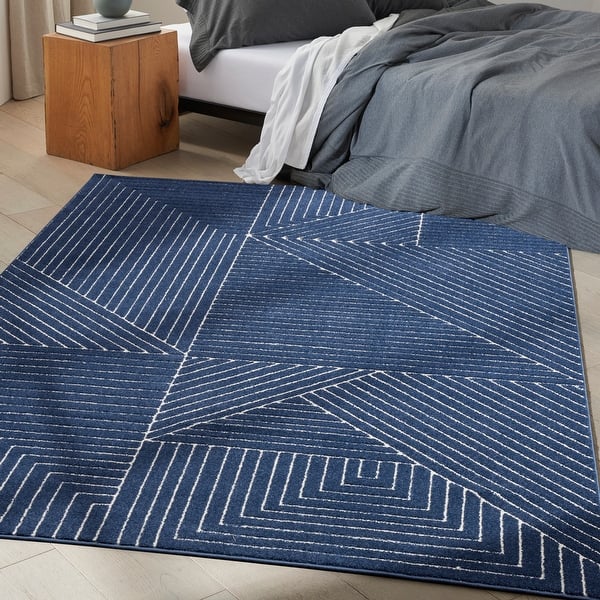 slide 2 of 23, Calvin Klein Balance Abstract Geometric Linear Area Rug 3'11" x 5'11" - Navy/Ivory