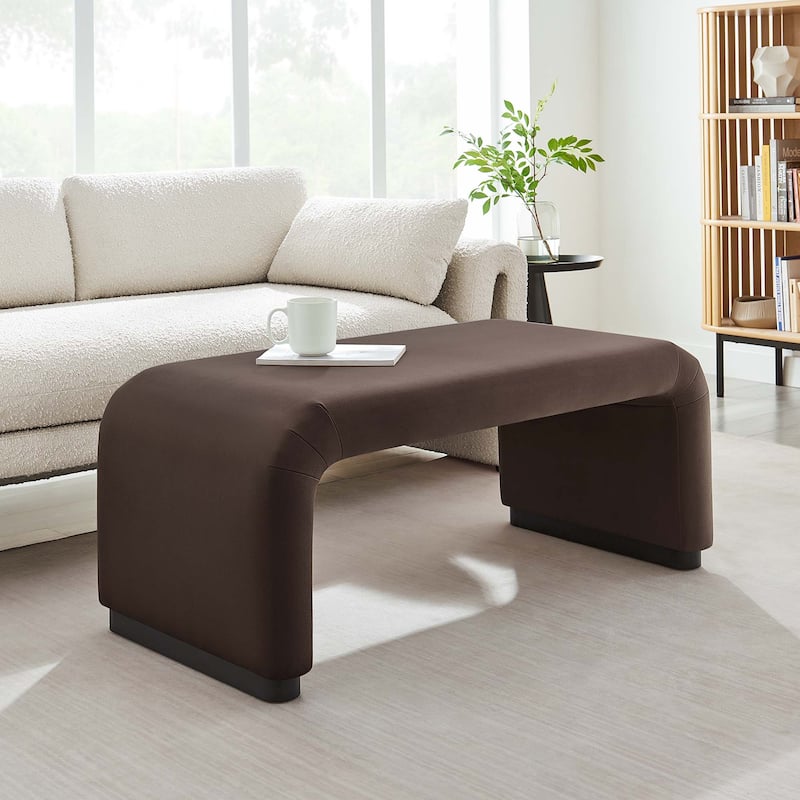 Koda Performance Velvet Waterfall Ottoman - Black Chocolate Brown