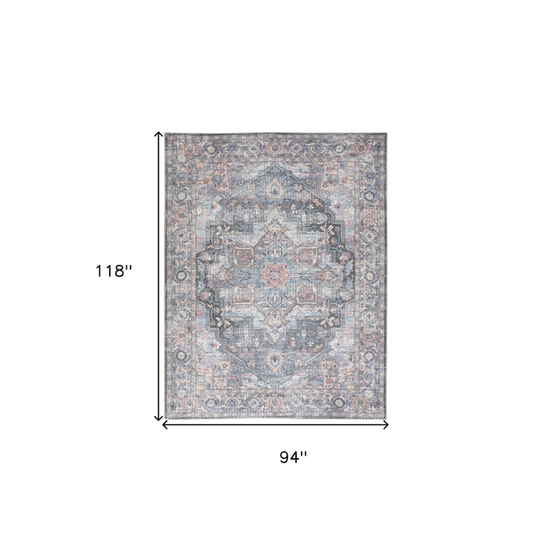 Roni Power Loomed Distressed Floral Area Rug By HomeRoots - 8' x 10'