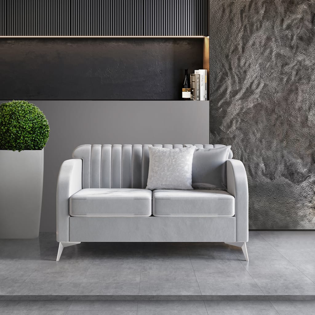 CraftPorch Vertical Channel Tufted Velvet Upholstered Loveseat