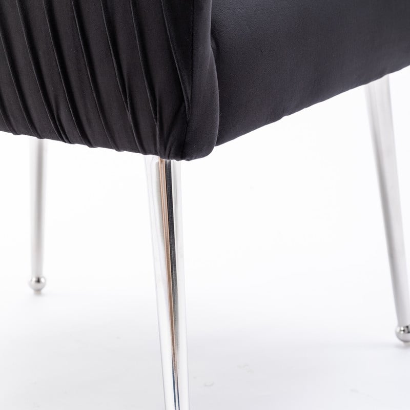 SEYNAR Modern Velvet Pleated Finish Back Dining Chair Set of 4 with Rear Handle