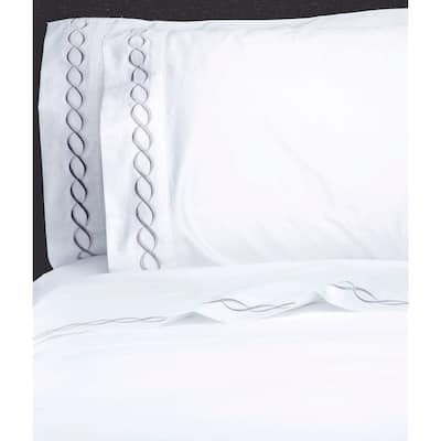 600 Thread Count Rope Embroidered Sham Cover or Pillowcase Set