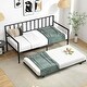 preview thumbnail 1 of 7, Costway Twin Metal Daybed Sofa Bed with Trundle & Lockable Casters for Black - 77'' (L) X39'' (W) X 38'' (H)