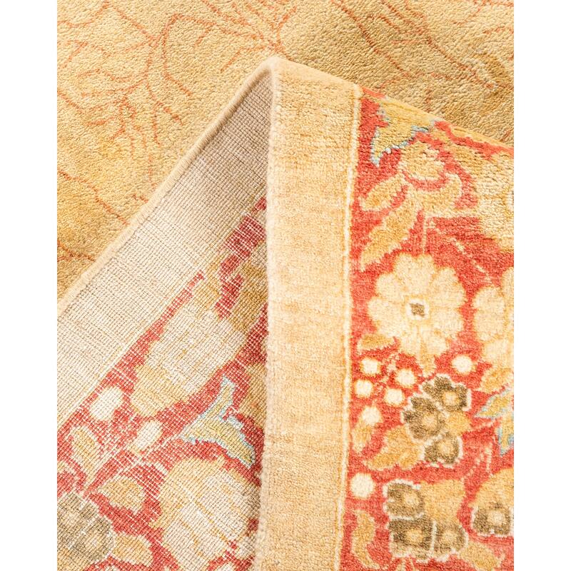 Overton Hand Knotted Wool Vintage Inspired Traditional Mogul Yellow Area Rug - 12' 2" x 17' 6"