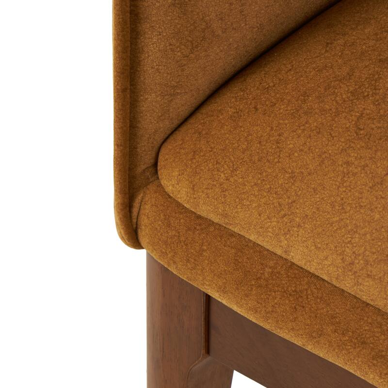 Brown Polyester Curved Back Living Room Accent Chair with Wooden Frame