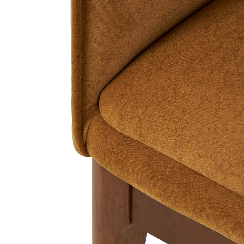 Polyester Curved Back Living Room Accent Chair with Wooden Frame - Brown - Roche River Decor