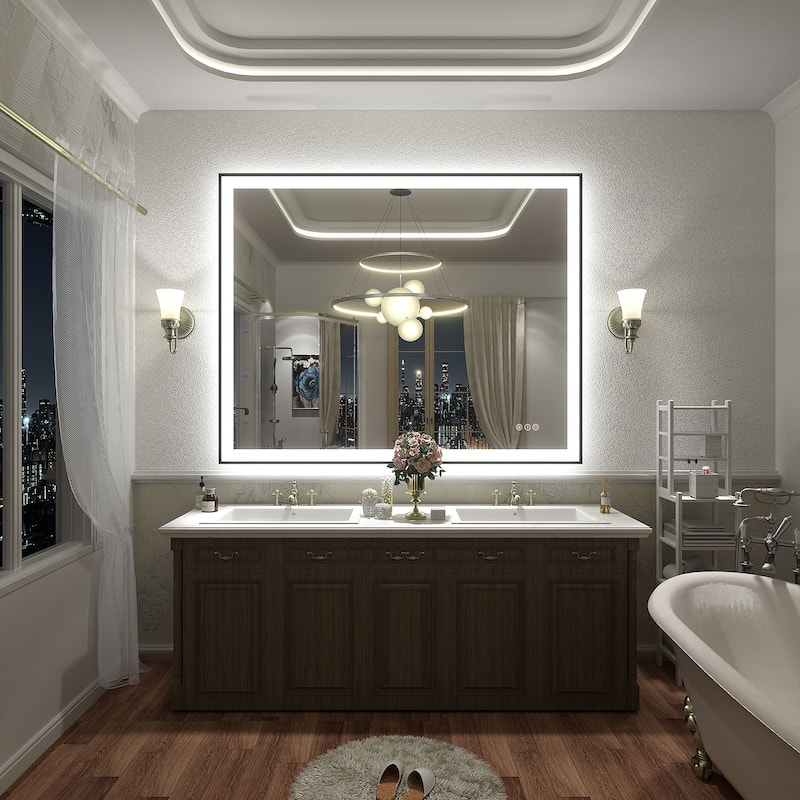Front & Back LED Anti-Fog Tempered Glass Framed Bathroom/Vanity Mirror 3-Year Warranty