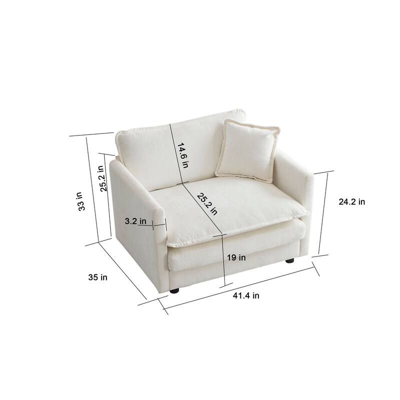 Modern Accent Chair with Ottoman Upholstered Armchair
