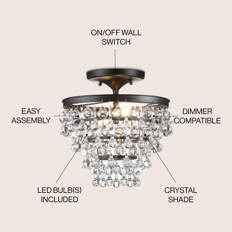 Gabrielle Metal/Crystal LED Flush Mount, by JONATHAN Y