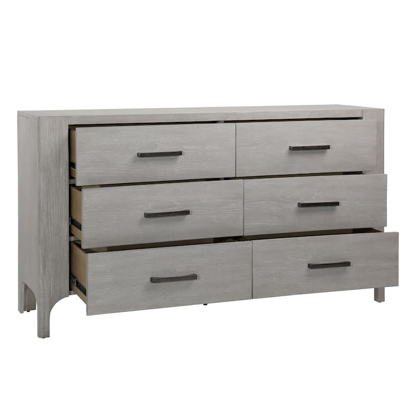 Mark 6-Drawer Acacia Wood Dresser, Light Gray