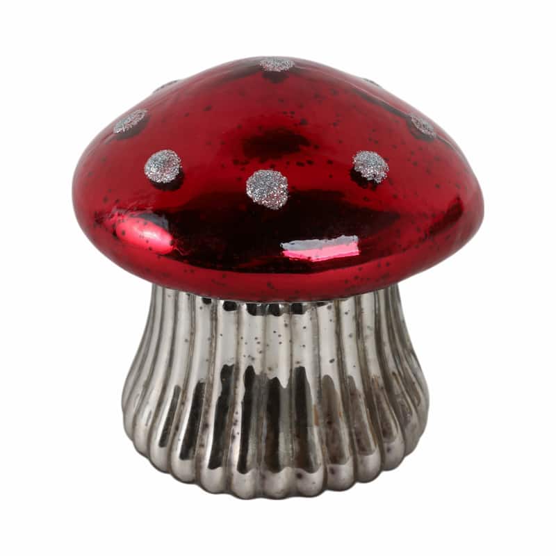 Glass Mushroom Candle Jar with Lid Boho Glam Wax Soy Accent Decor - 6" x 6" x 6"