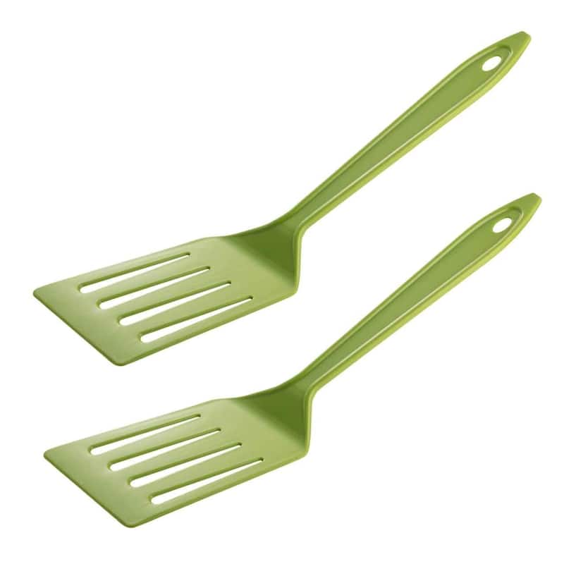 Hutzler 11-inch LOPOL Reinforced Nylon Slotted Spatula Turner, Set of 2 - Green - Green