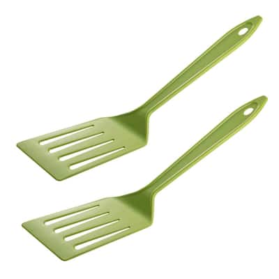 Hutzler 11-inch LOPOL Reinforced Nylon Slotted Spatula Turner, Set of 2 - Green