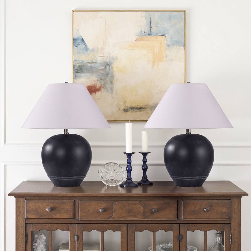 Ceramic Table Lamp with Linen Shade - 2 Pack Black - 18.1"W x18.1"Dx21.2"H