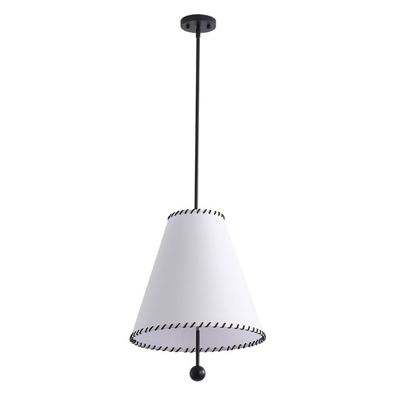 3-Light Off-White Fabric Shade Pendant Lighting - 16.5"D×4.7"W×86.5"H(Adjustable)