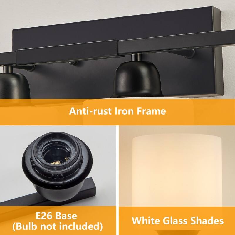 Modern Bathroom Vanity Light With Frosted Milk Glass Shades