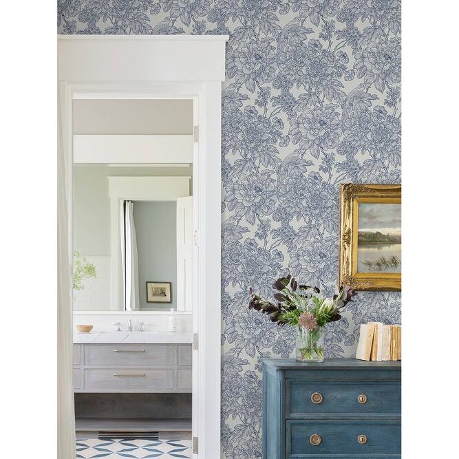 NuWallpaper Blue Sudbury Peel & Stick Wallpaper