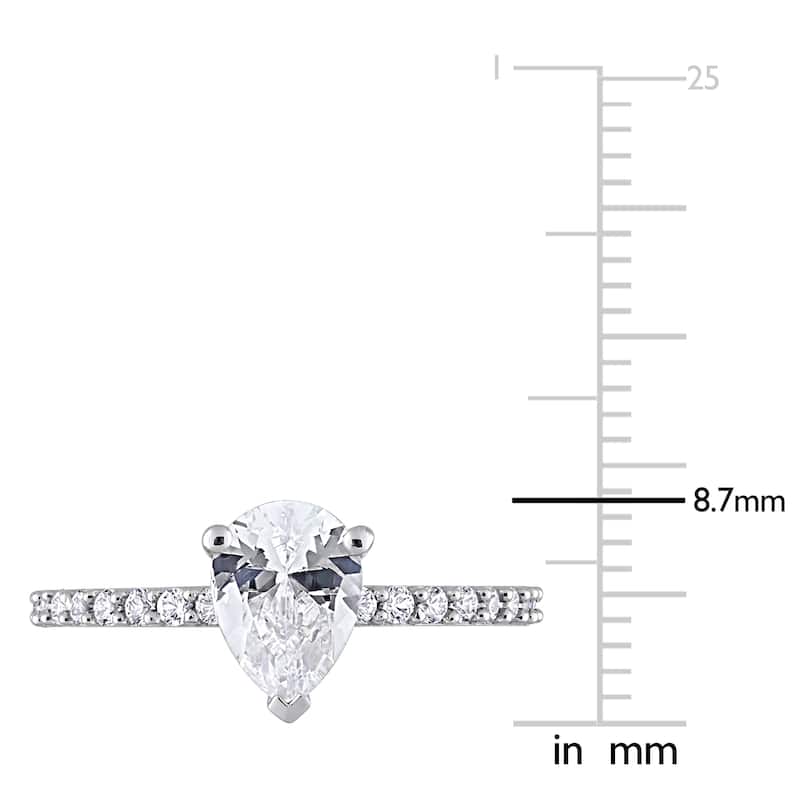 Miadora 2 1/8ct TGW Pear-cut Created White Sapphire Teardrop Engagement Ring in 10k White Gold