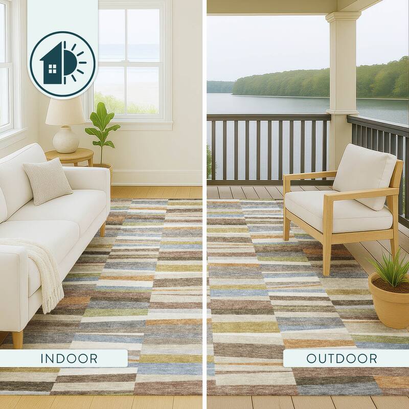 Machine Washable Indoor/ Outdoor Modern Antonito Chantille Rug