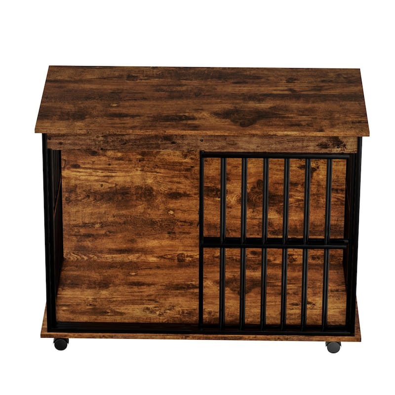 Dog Crate Furniture, Large Dog Cage Furniture with Tray for Medium Large Dogs, Wooden Dog Kennel Furniture