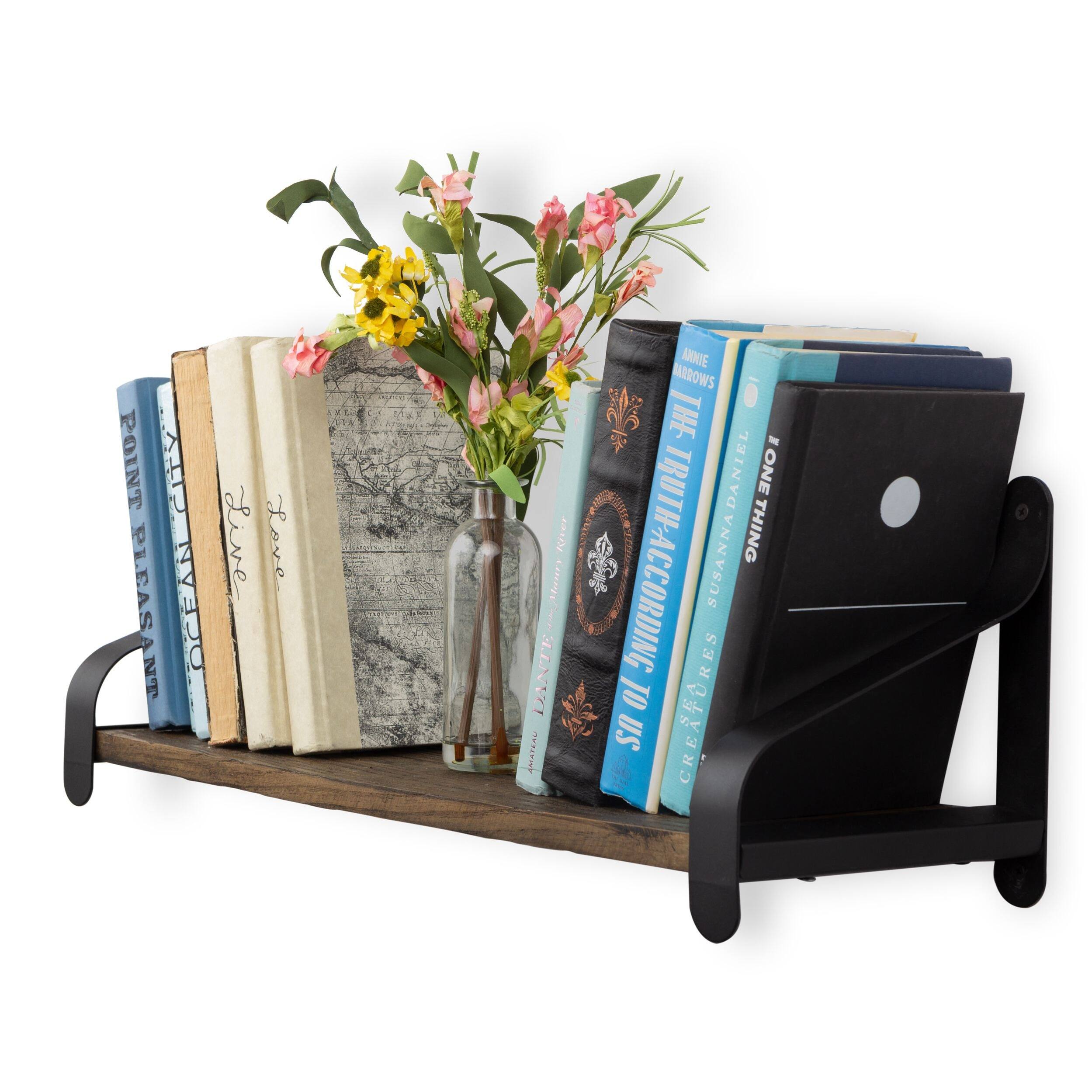 Rustic State Reclaimed Wood Shelf With Iron Bracket 24 Inch Bed Bath