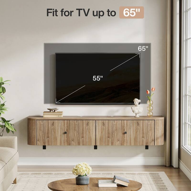 Floating TV Stand, Wall Mounted TV Console with Drawers, Floating Media Console Entertainment Center for Living Room, Bedroom