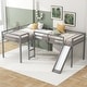 preview thumbnail 1 of 6, Gray Twin Size Solid Pine Wood L-Shaped Loft Bed with Slide and Widened Ladder Gray