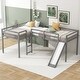 preview thumbnail 4 of 18, L-Shaped Twin Size Loft Bed with Ladder and Slide, Gray