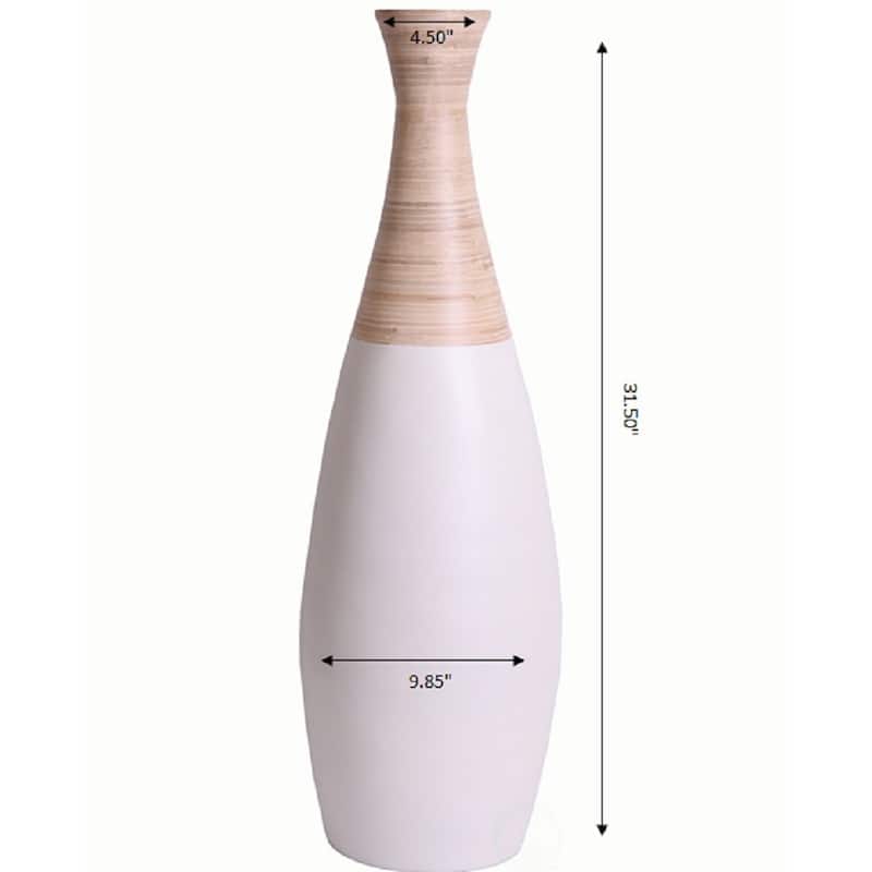 31.5 inch Spun Bamboo Tall Trumpet Floor Vase - Decorative Home Accent, Natural Bamboo, Indoor Decoration, Sustainable Materials