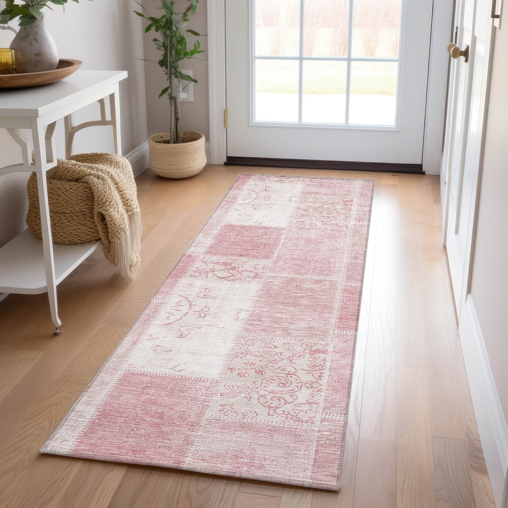 Machine Washable Indoor/ Outdoor Chantille Vintage Patchwork Rug