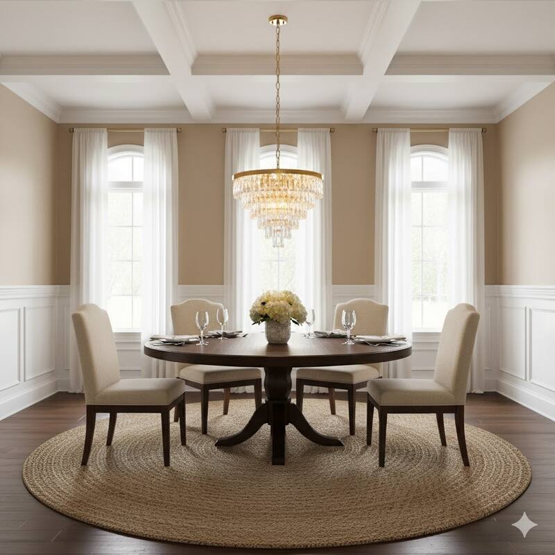 Six Tiers Gold Metal Chandelier With Clear Crystal Accents