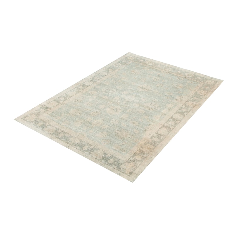 ECARPETGALLERY Hand-knotted Vibrance Teal Wool Rug - 5'5 x 7'7