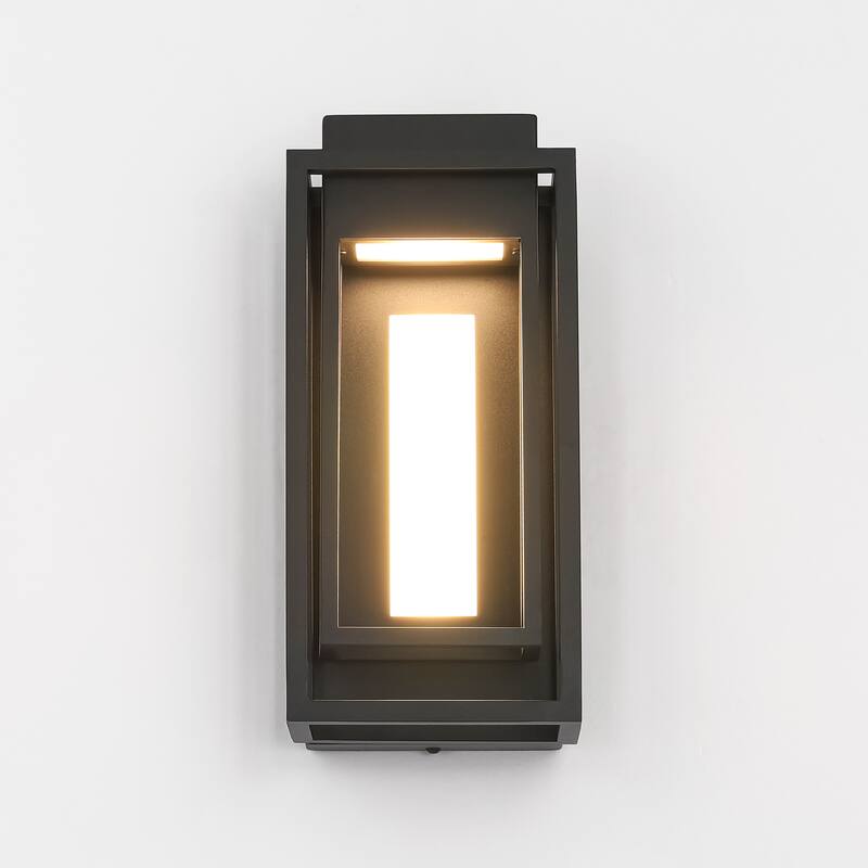 6.5" W 1-Light Modern Industrial Black Rectangle Aluminum Integrated LED Outdoor Wall Sconce