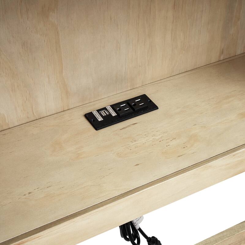 Twin Size Daybed with Trundle, Storage Cabinets, USB Ports, Wood Color