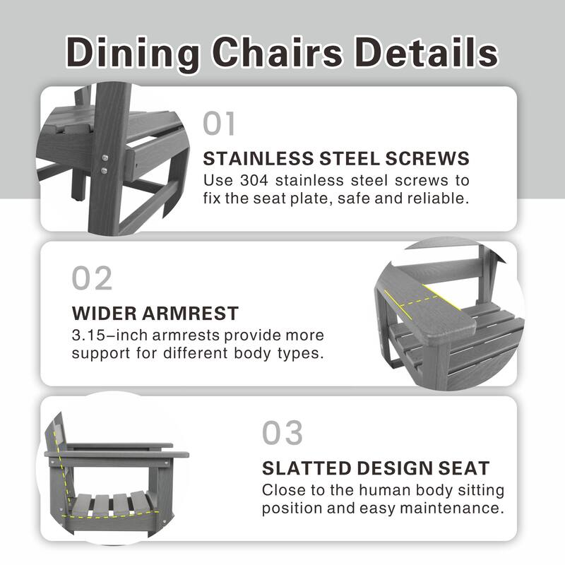 5-Piece HDPE Patio Dining Table Set, Outdoor Dining Furniture Set with 4 Chairs, Garden Outdoor Dining Table and Chairs