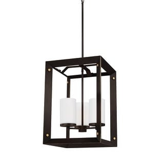 Sea Gull Lighting Chatauqua Antique Bronze Modern/Contemporary White Glass Cylinder Kitchen Island Light