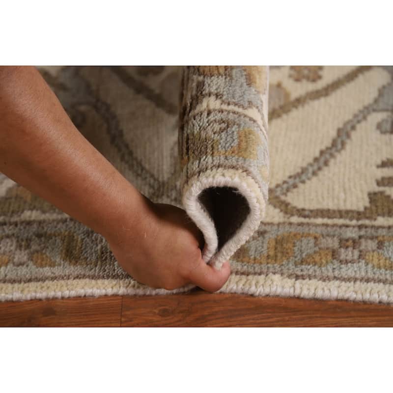 Floral Oushak Oriental Area Rug Hand-Knotted Wool Carpet - 9'0"x 11'11"